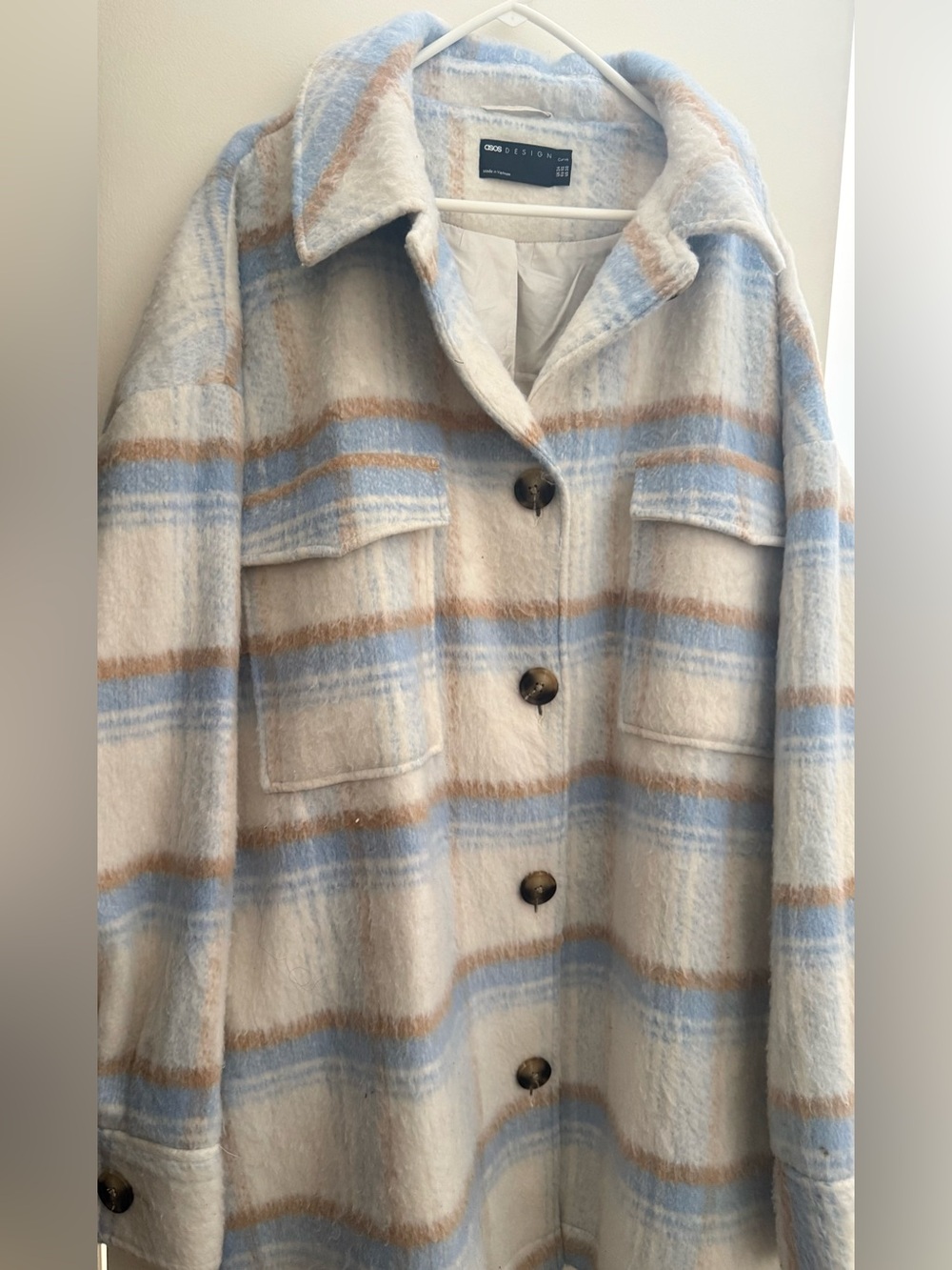 ASOS DESIGN Curve Oversized Plaid Shacket Coat – Size US 20
